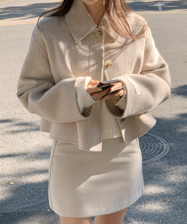 Lemore handmade coat (short) - oat (스페어단추발송)