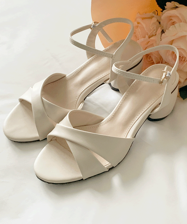 combi strap sandal heel - 3color (5cm)
